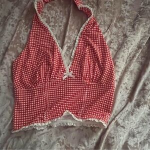 Red Gingham Halter Top